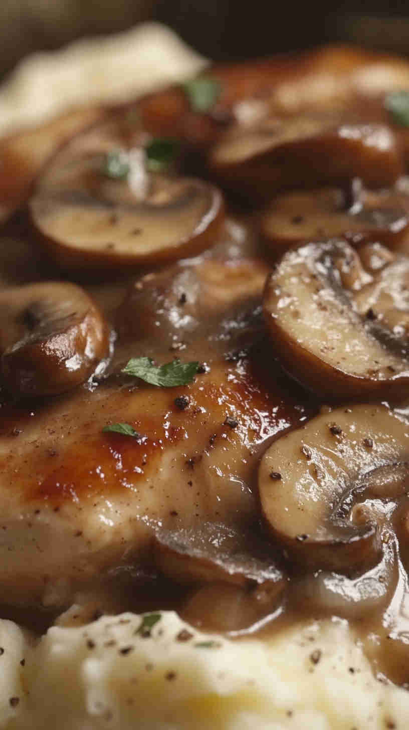Savory Slow Cooker Mushroom Chicken