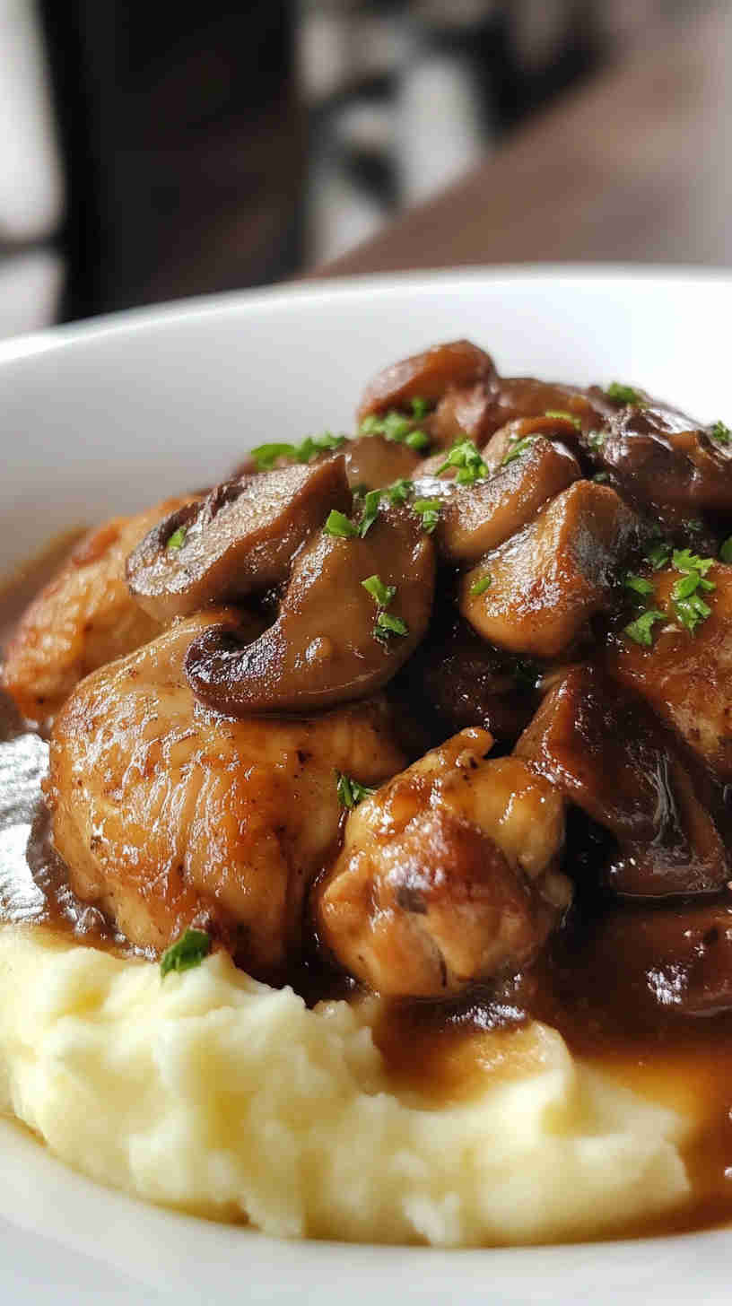 Savory Slow Cooker Mushroom Chicken