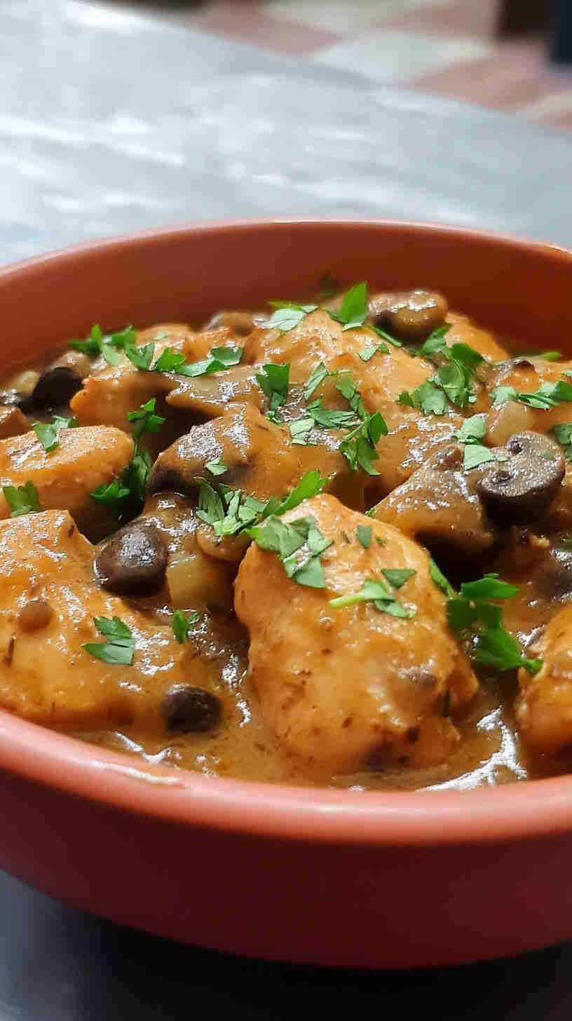 Savory Slow Cooker Mushroom Chicken