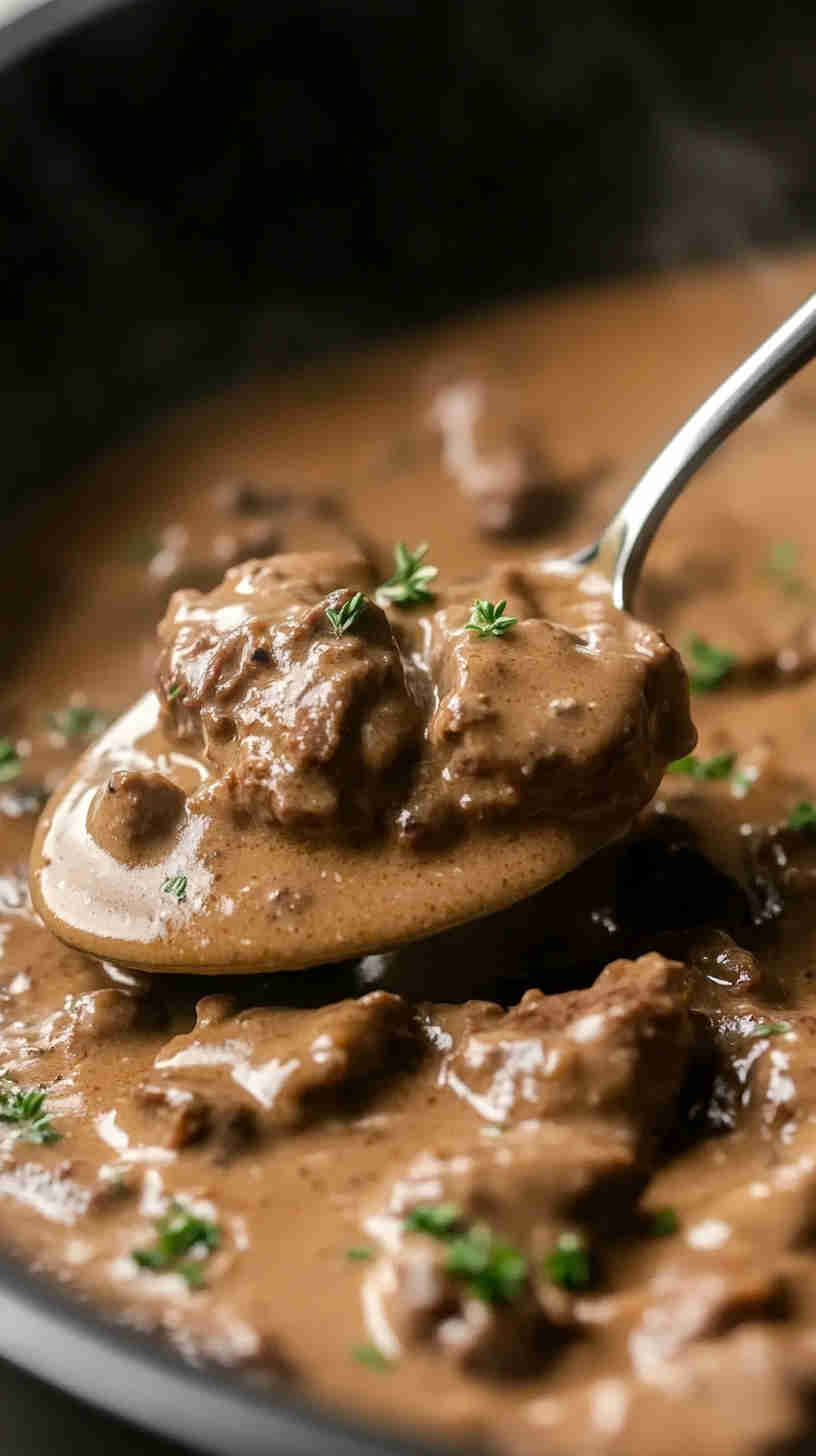 Set & Forget Slow Cooker Beef Stroganoff