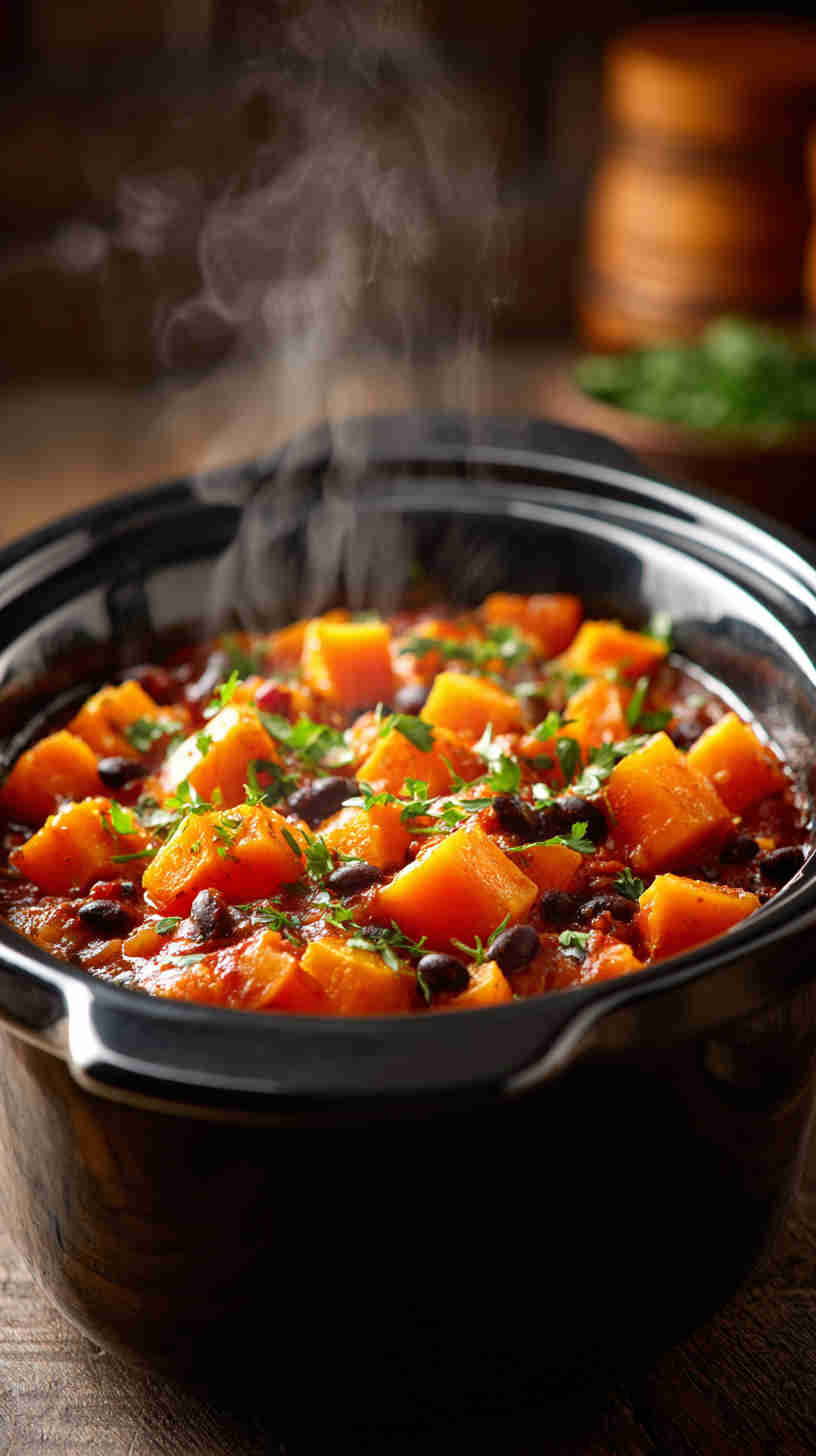 Slow Cooker Butternut Squash Black Bean Stew