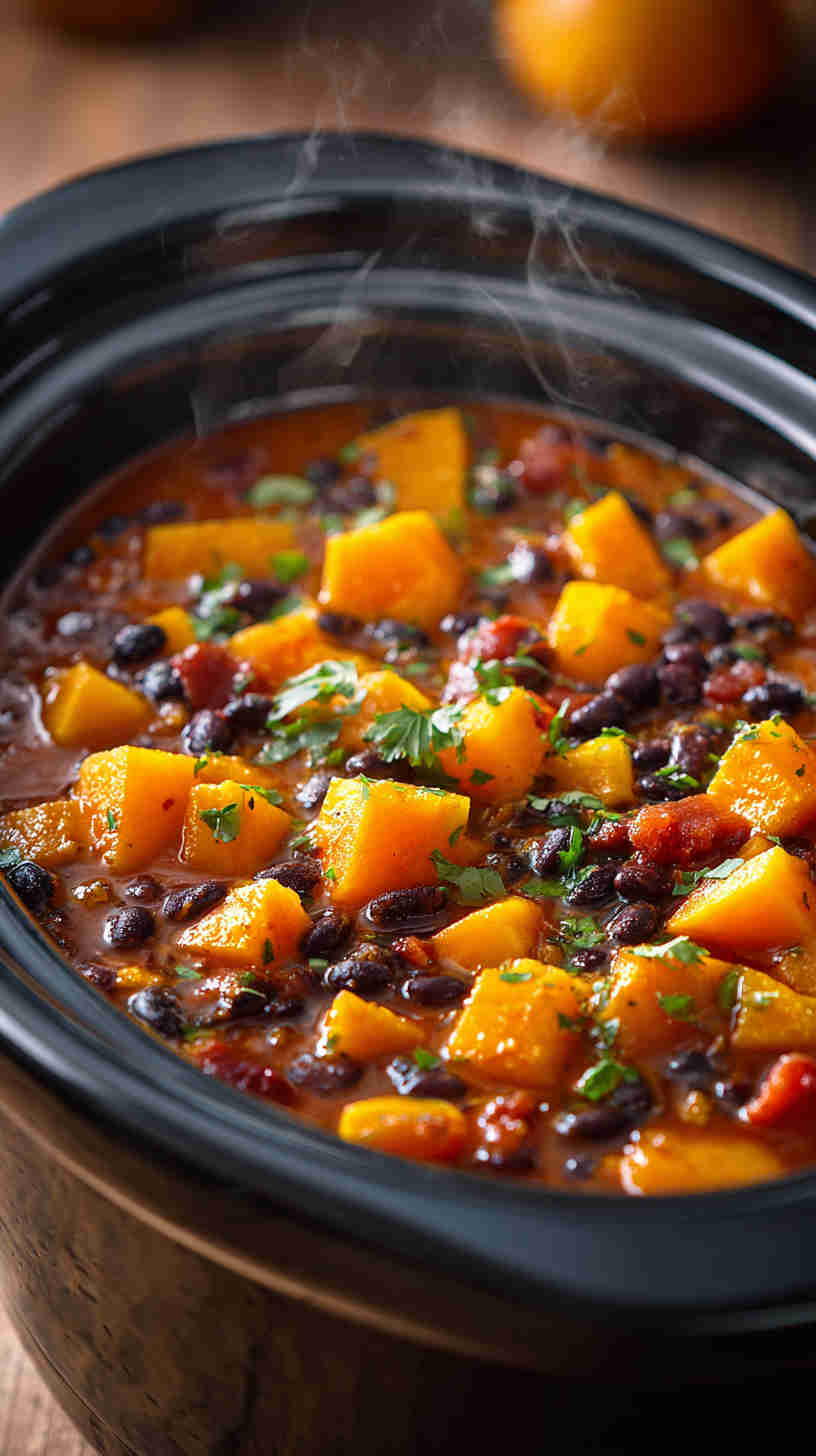 Slow Cooker Butternut Squash Black Bean Stew