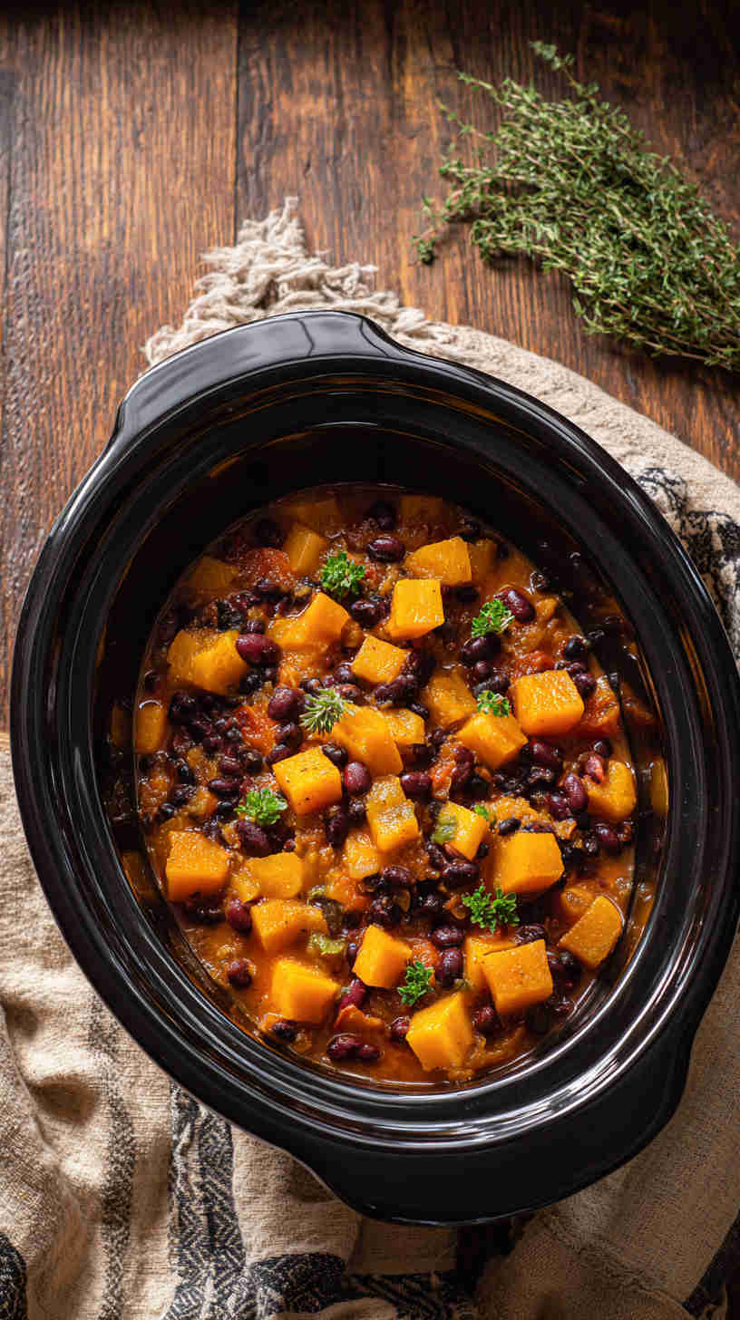 Slow Cooker Butternut Squash Black Bean Stew