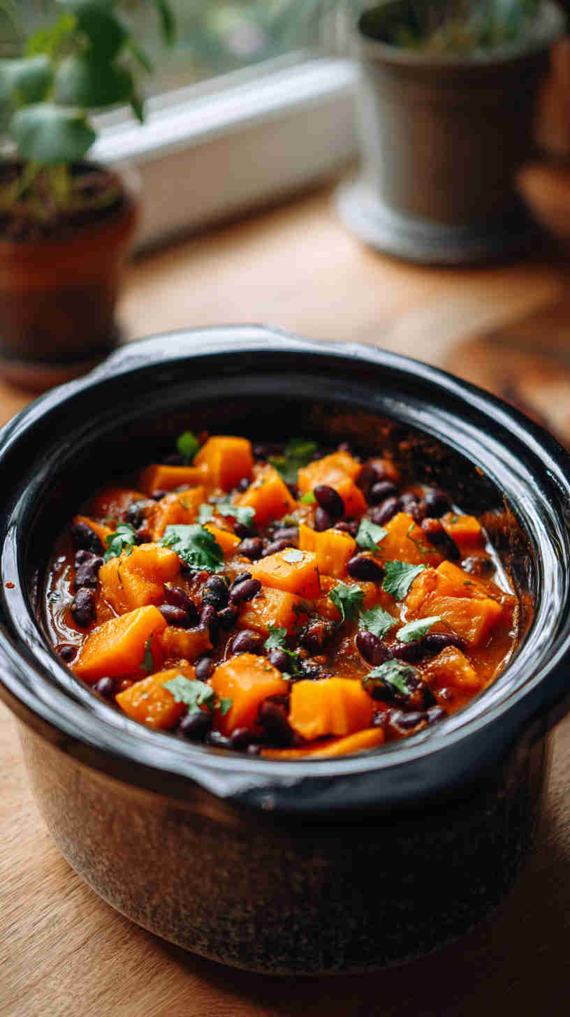 Slow Cooker Butternut Squash Black Bean Stew