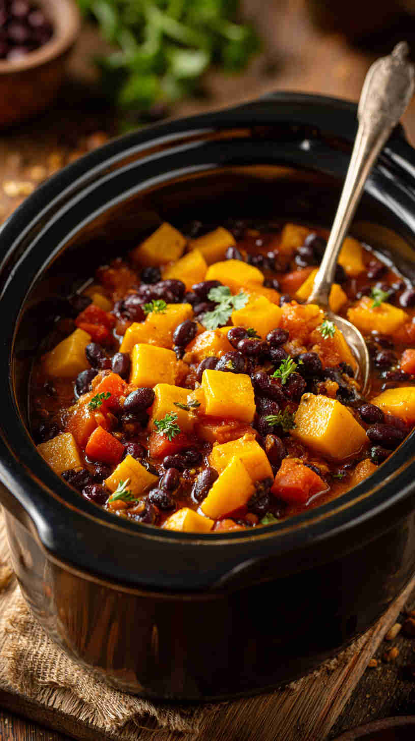 Slow Cooker Butternut Squash Black Bean Stew