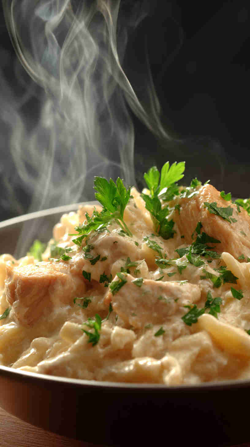 Delicious Slow Cooker Chicken Alfredo Pasta