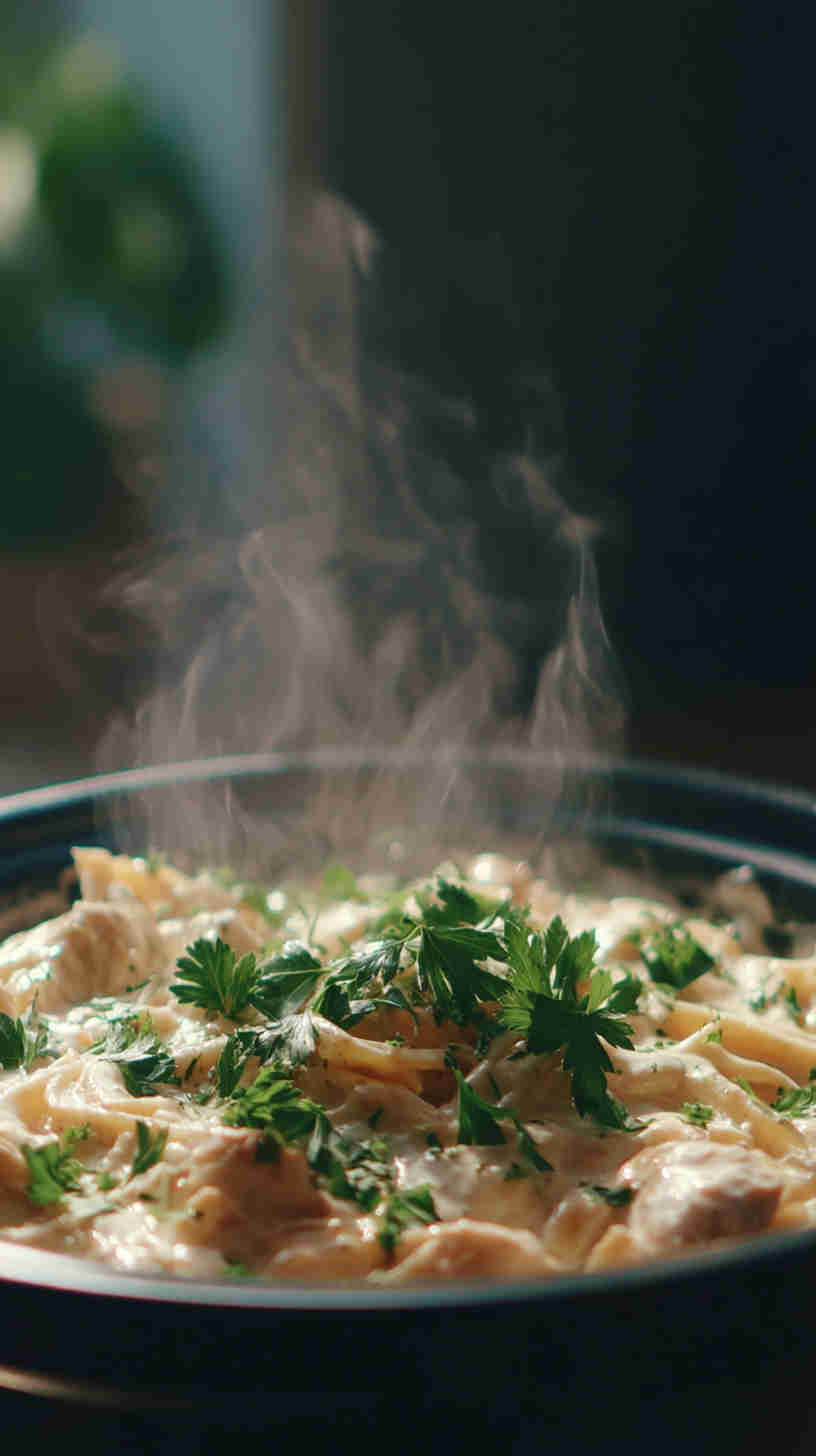 Delicious Slow Cooker Chicken Alfredo Pasta