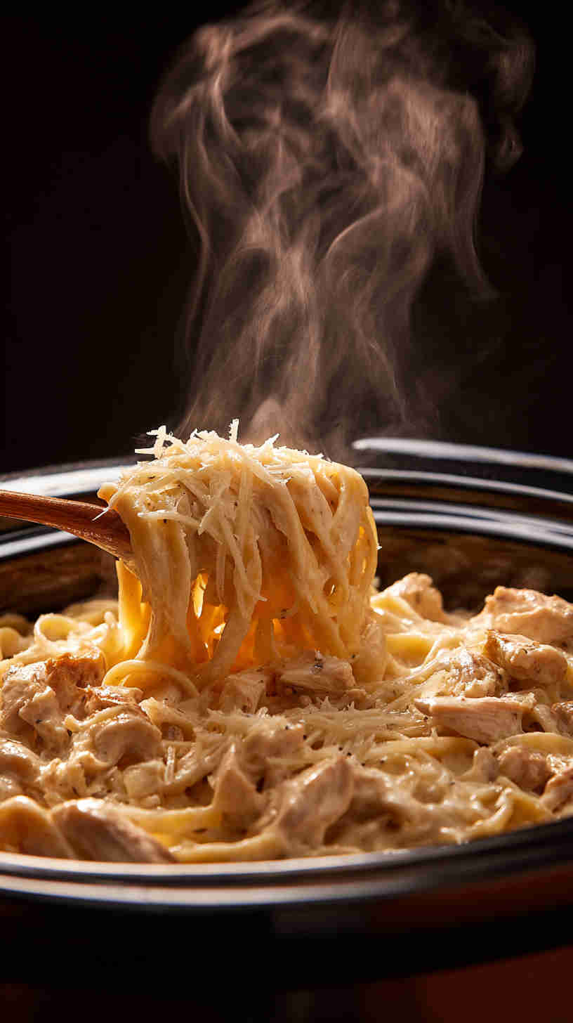 Delicious Slow Cooker Chicken Alfredo Pasta