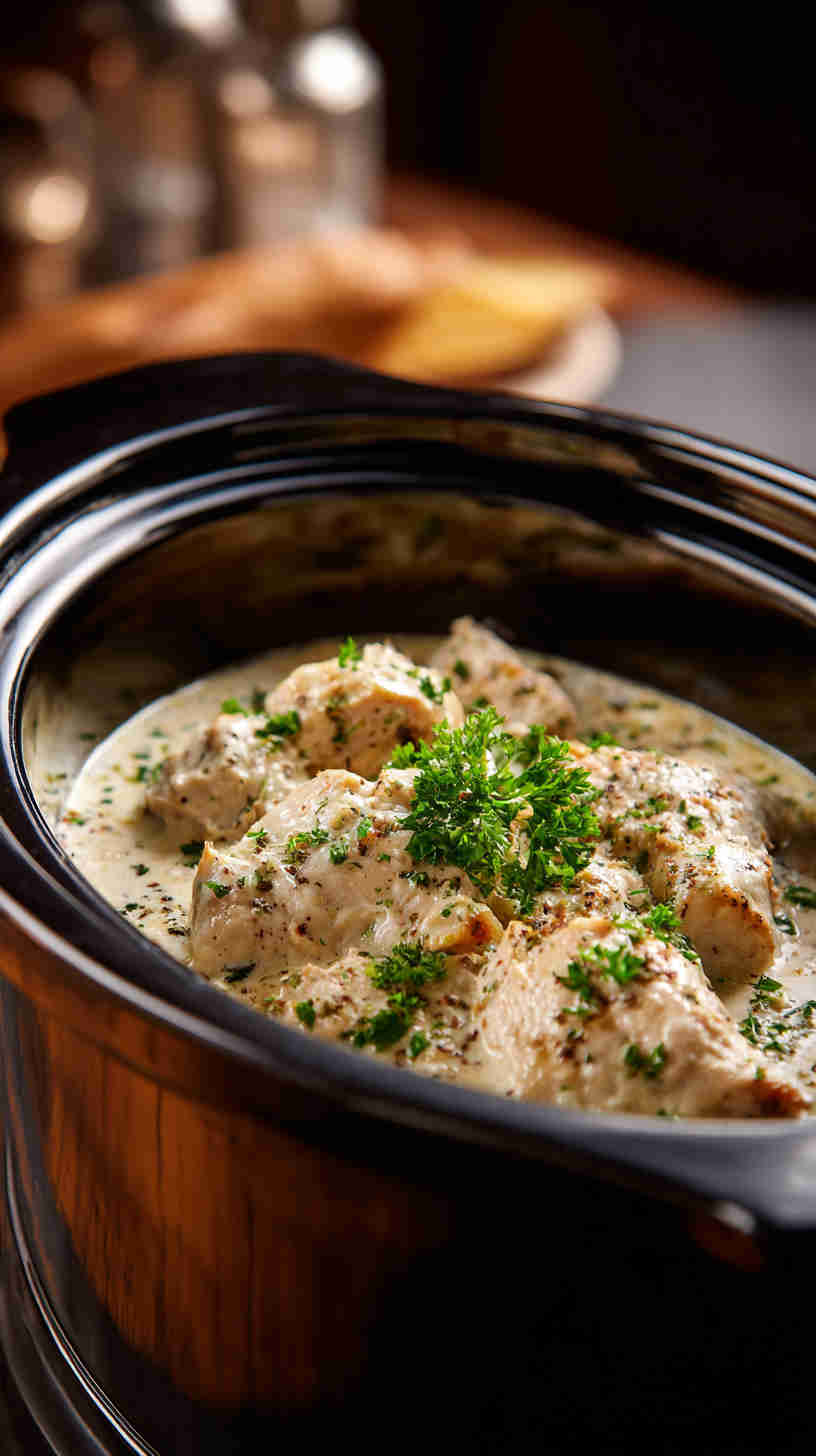 Delicious Slow Cooker Chicken Alfredo Pasta