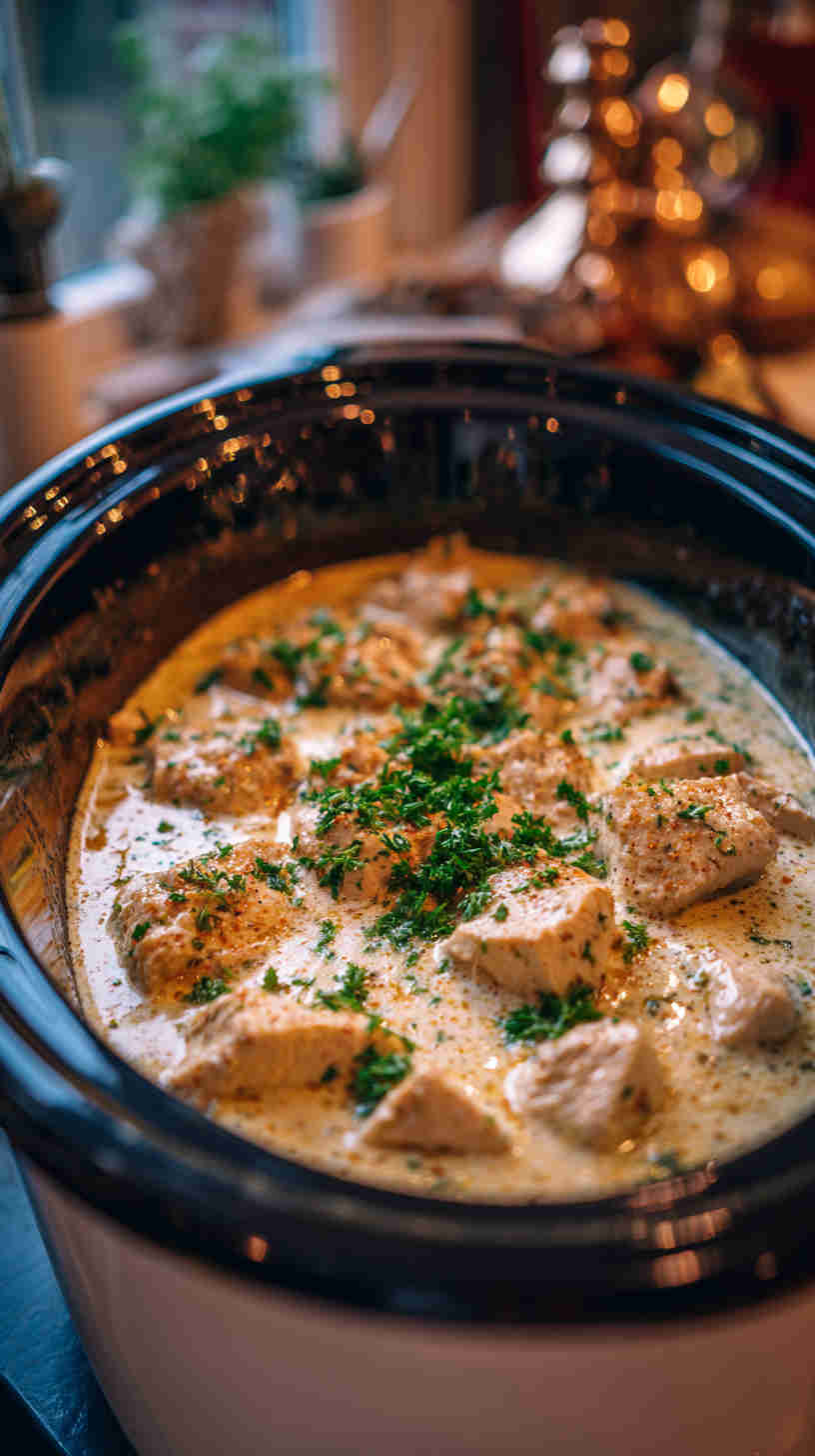 Delicious Slow Cooker Chicken Alfredo Pasta