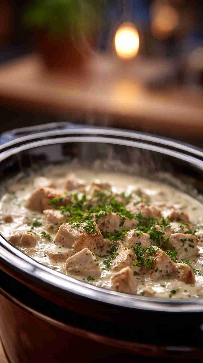 Delicious Slow Cooker Chicken Alfredo Pasta