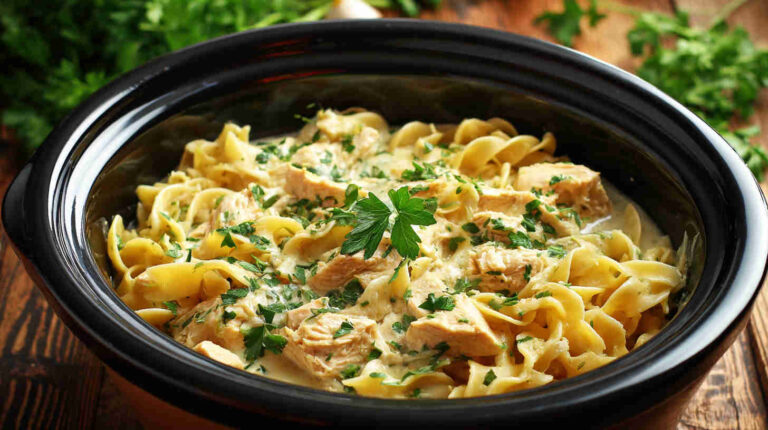 Slow Cooker Chicken Alfredo Pasta