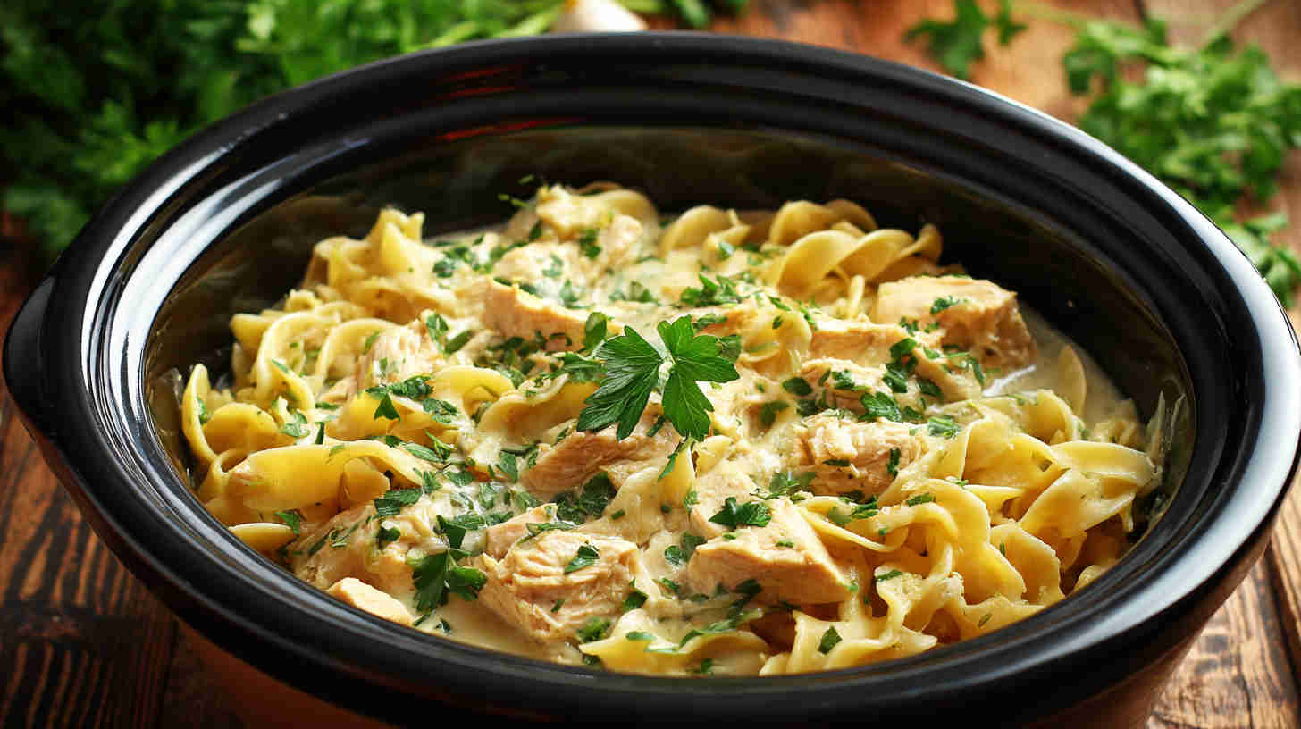 Slow Cooker Chicken Alfredo Pasta
