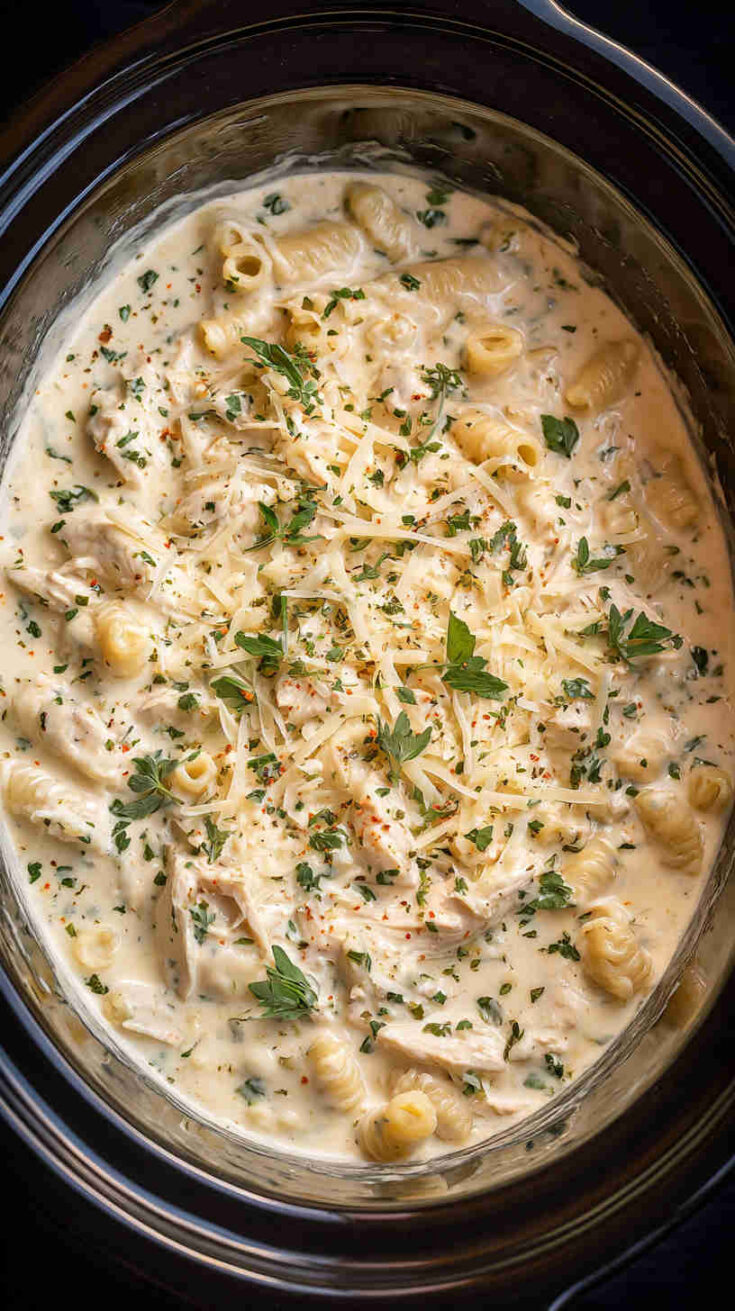 Slow Cooker Chicken Alfredo Pasta