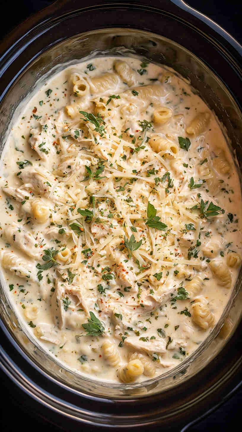 Delicious Slow Cooker Chicken Alfredo Pasta