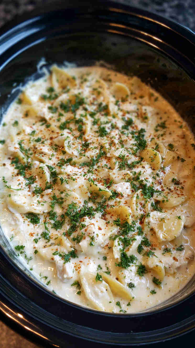 Delicious Slow Cooker Chicken Alfredo Pasta