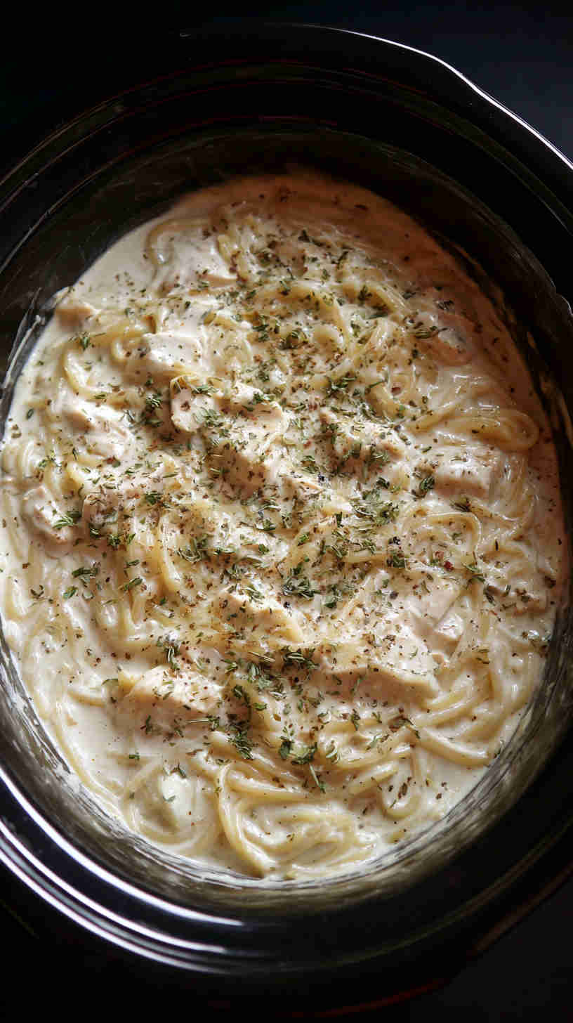 Delicious Slow Cooker Chicken Alfredo Pasta