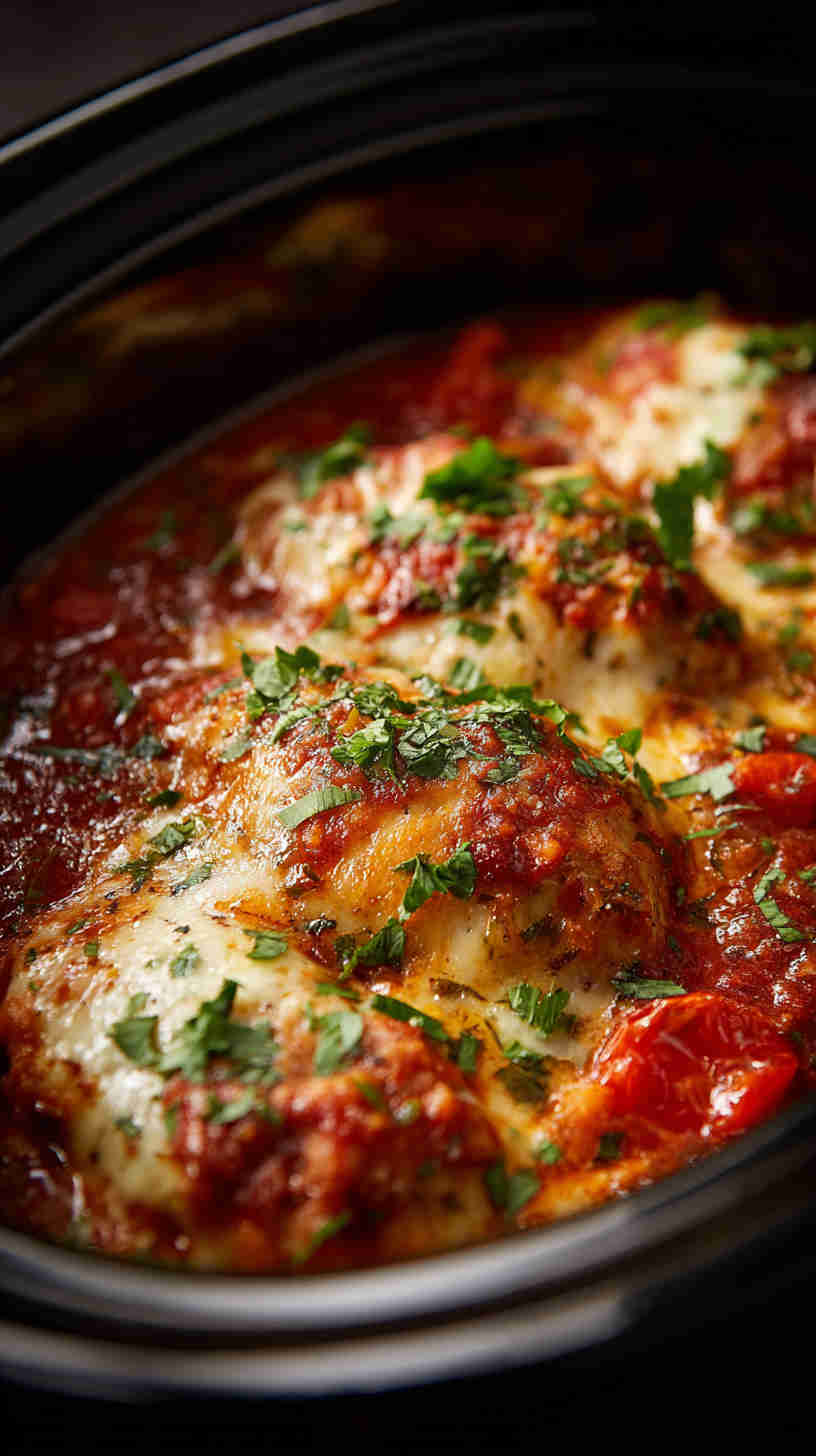 Slow Cooker Chicken Parmesan Casserole