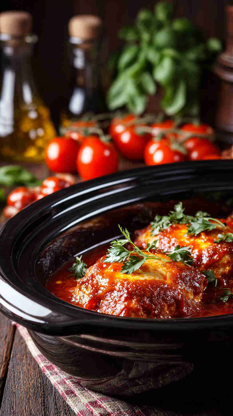 Slow Cooker Chicken Parmesan Casserole