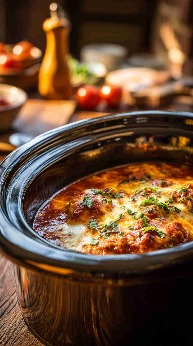 Slow Cooker Chicken Parmesan Casserole