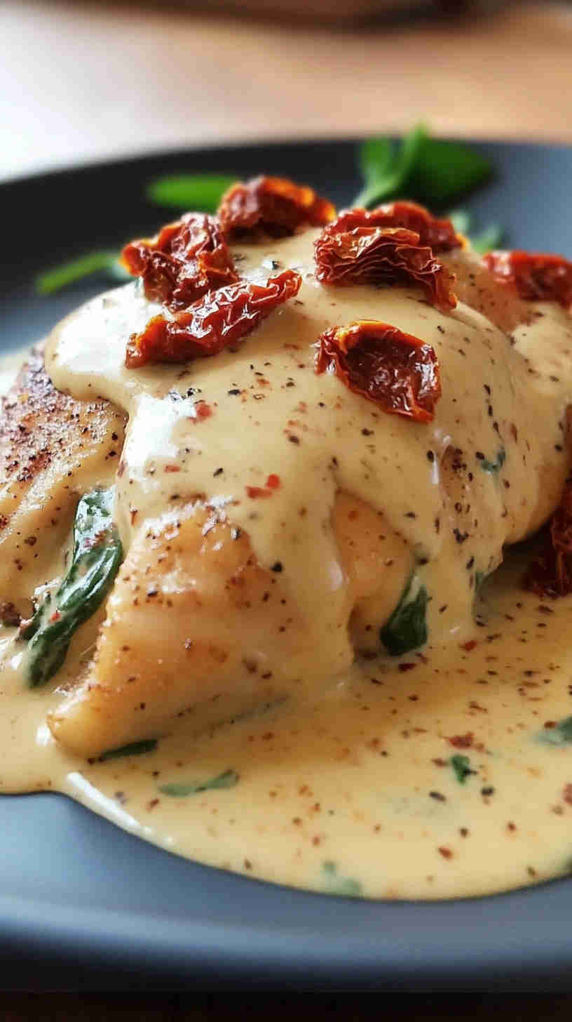 Slow Cooker Creamy Spinach and Sun-Dried Tomato Chicken