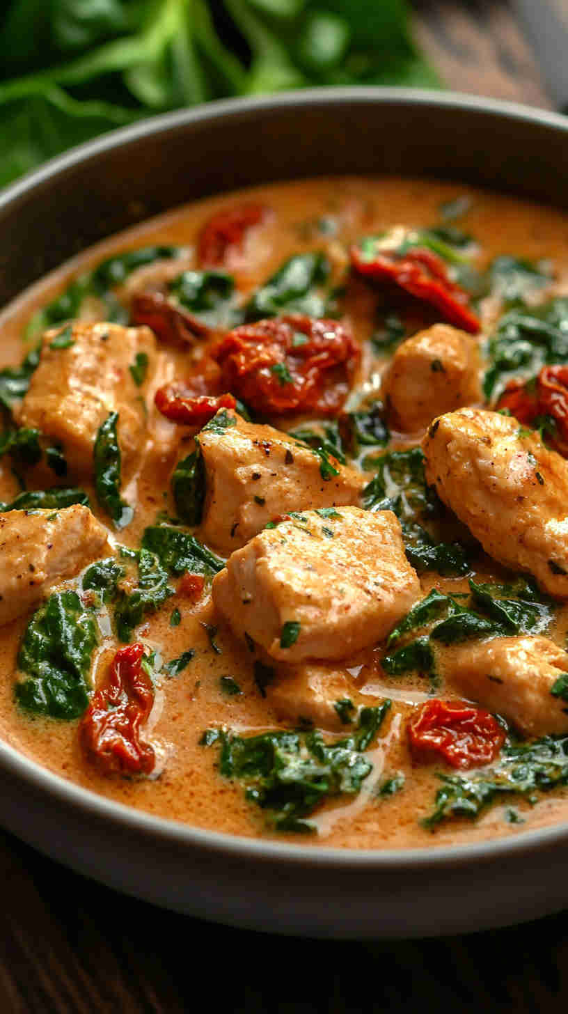 Slow Cooker Creamy Spinach and Sun-Dried Tomato Chicken