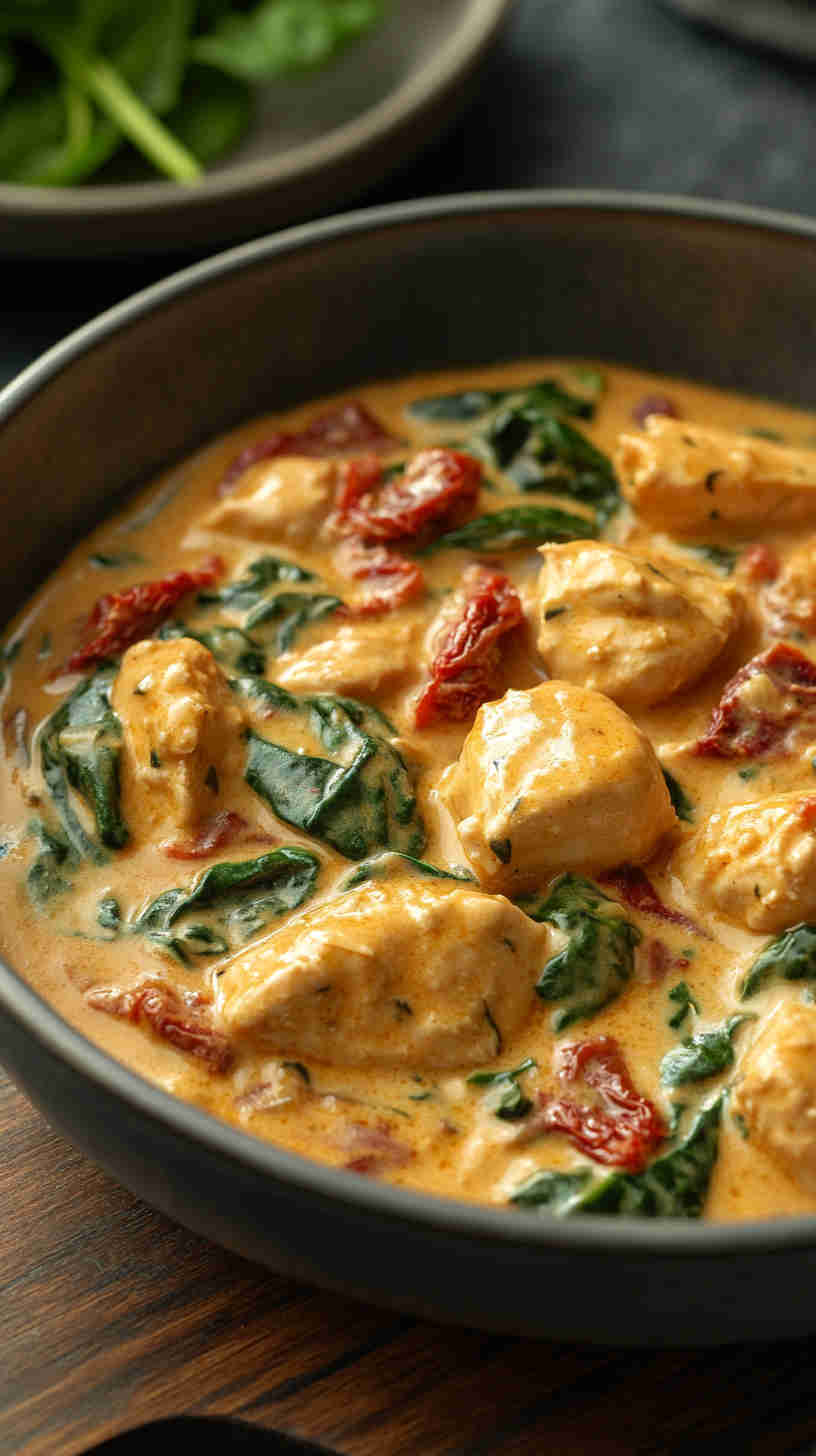 Slow Cooker Creamy Spinach and Sun-Dried Tomato Chicken