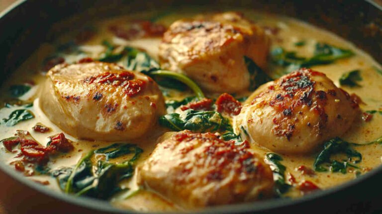 Slow Cooker Creamy Spinach and Sun-Dried Tomato Chicken