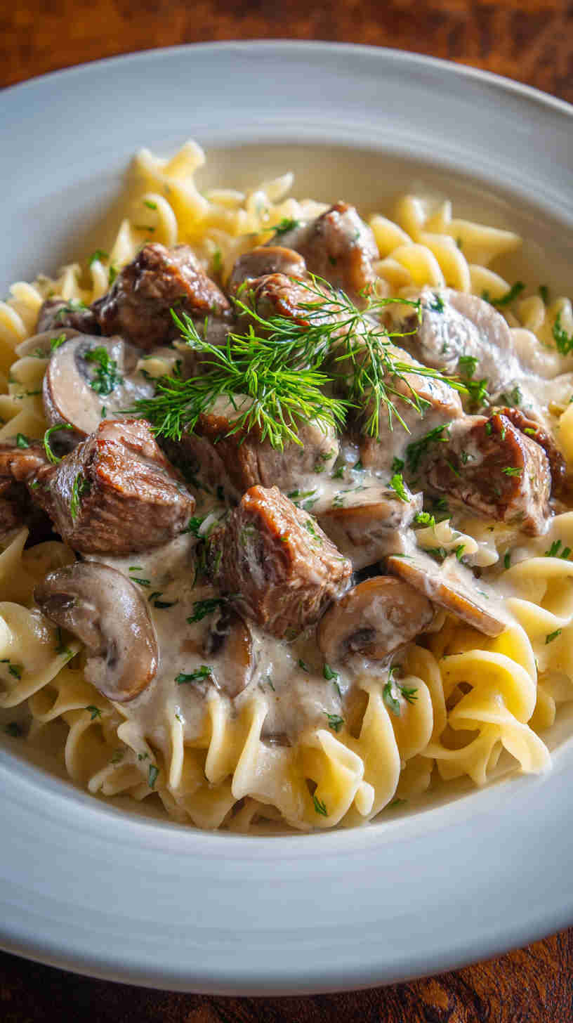 Slow Cooker Crockpot Beef Stroganoff Casserole