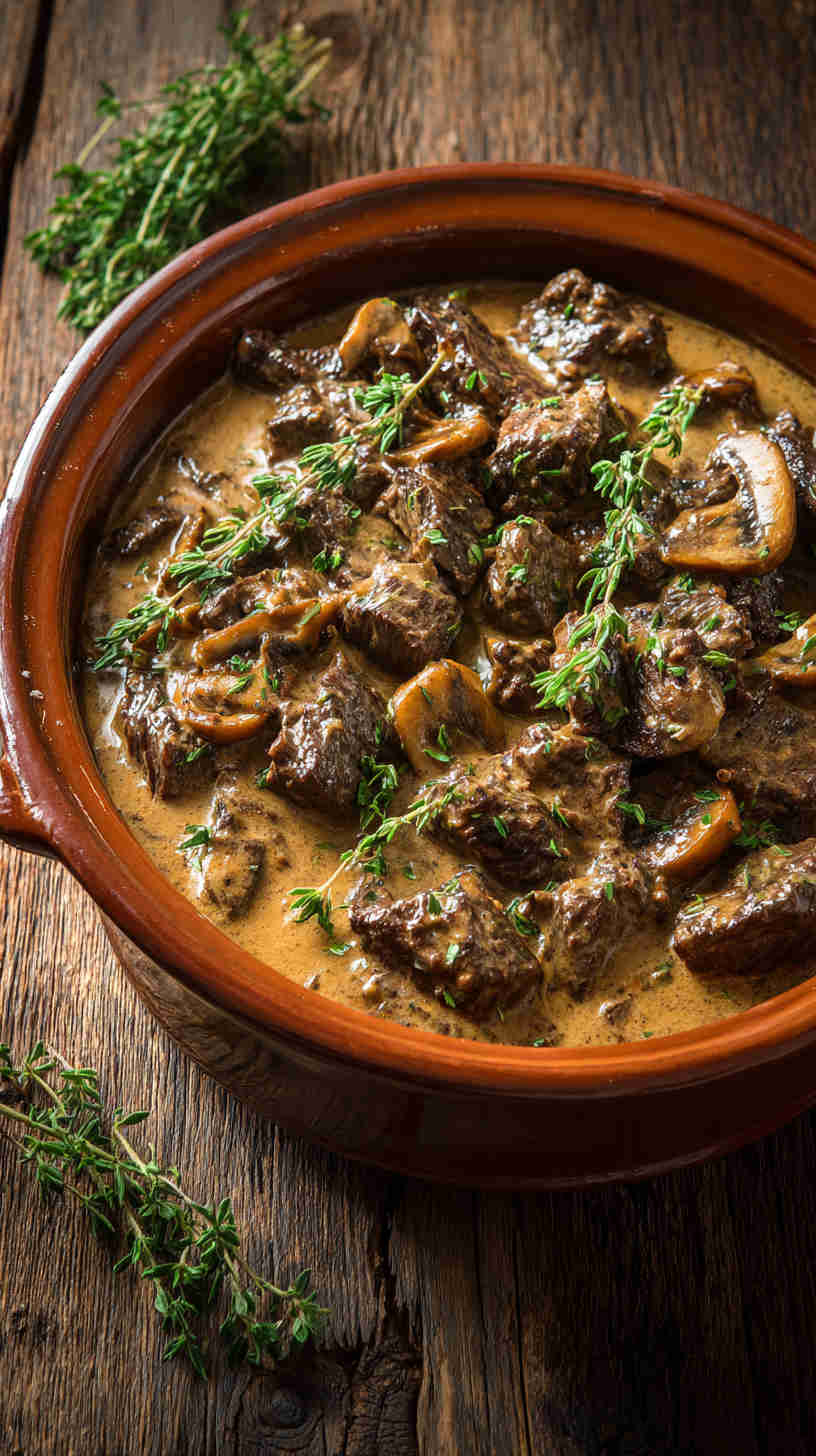 Slow Cooker Crockpot Beef Stroganoff Casserole
