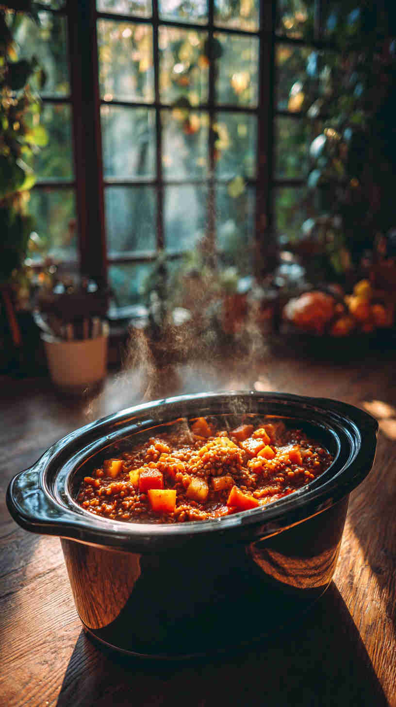 Slow Cooker Curried Vegetable Lentil Stew
