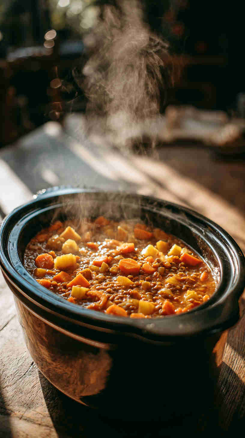 Slow Cooker Curried Vegetable Lentil Stew