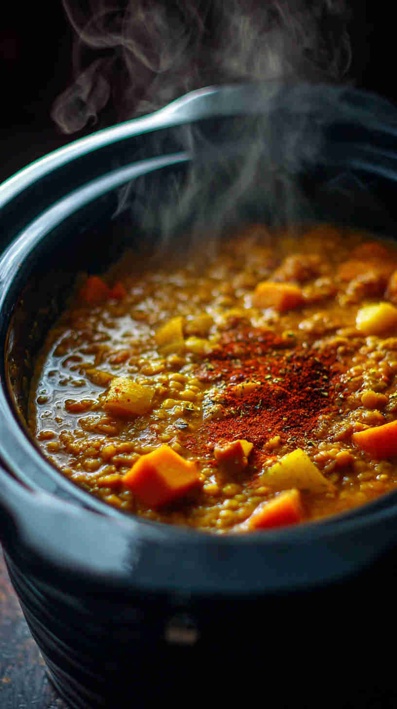 Slow Cooker Curried Vegetable Lentil Stew