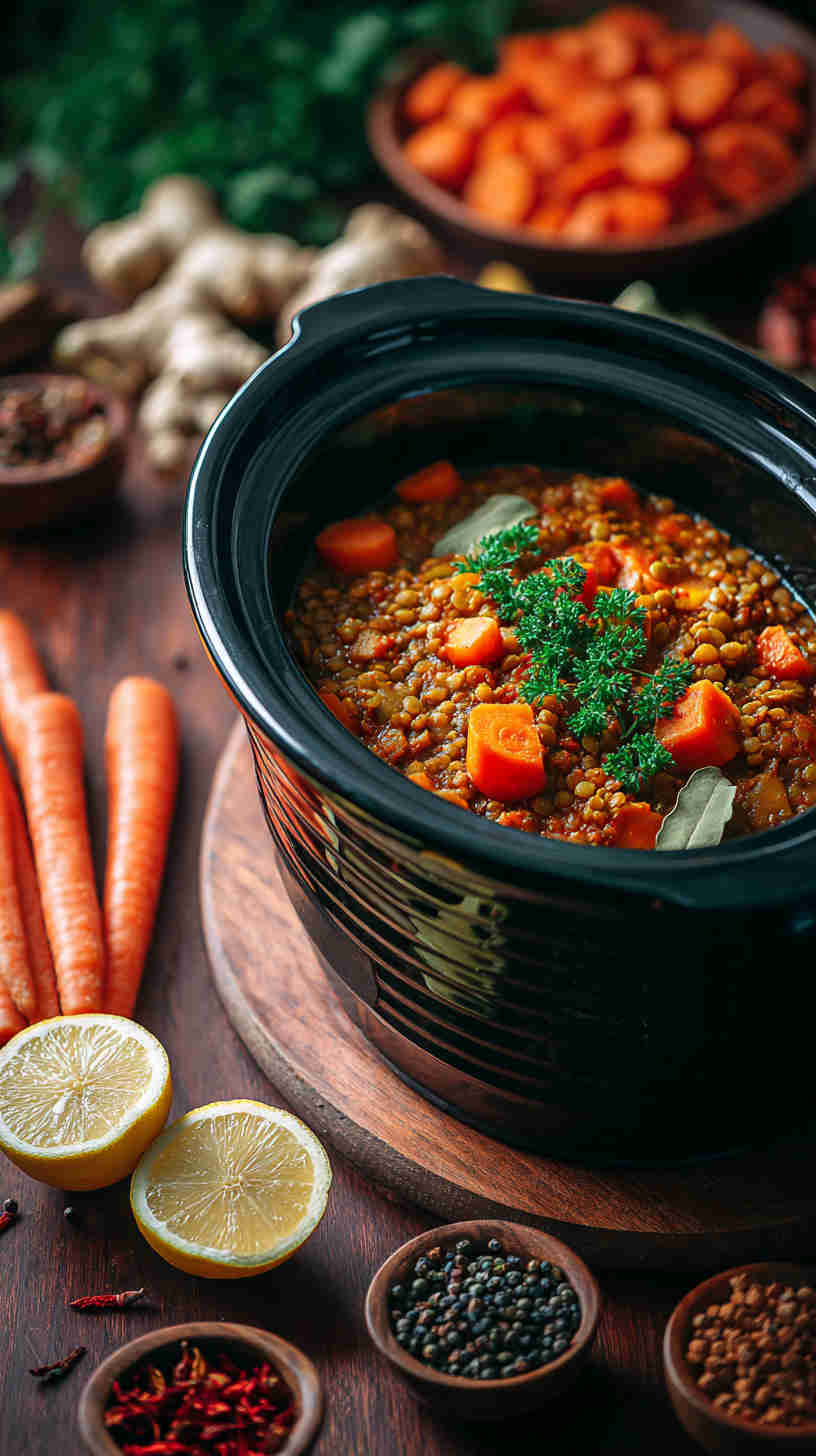 Slow Cooker Curried Vegetable Lentil Stew