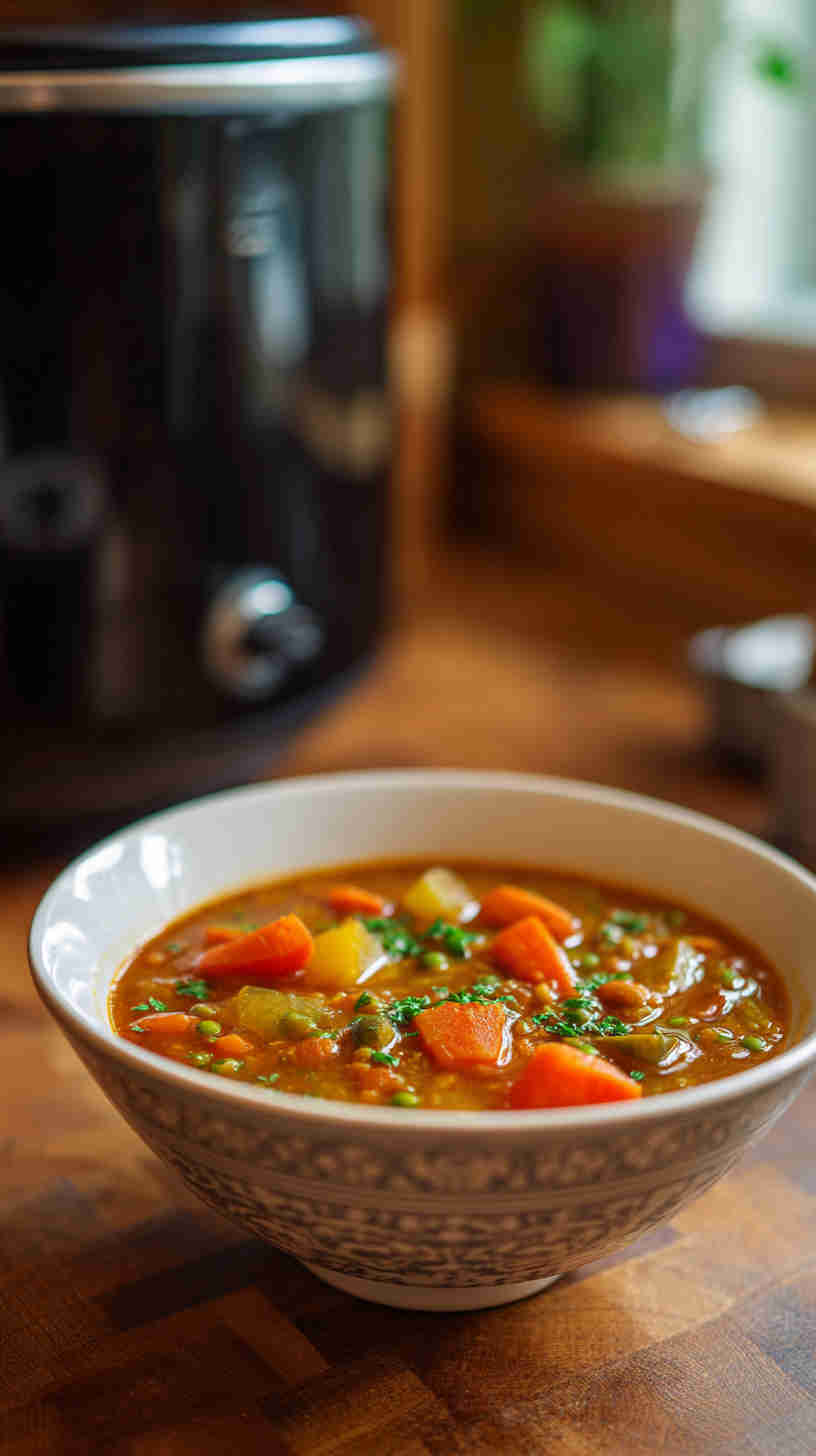 Slow Cooker Curried Vegetable Lentil Stew