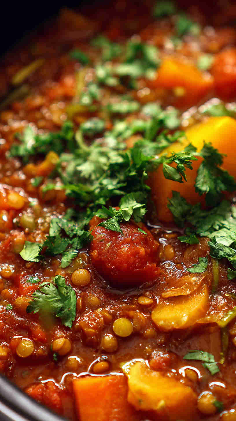 Slow Cooker Curried Vegetable Lentil Stew
