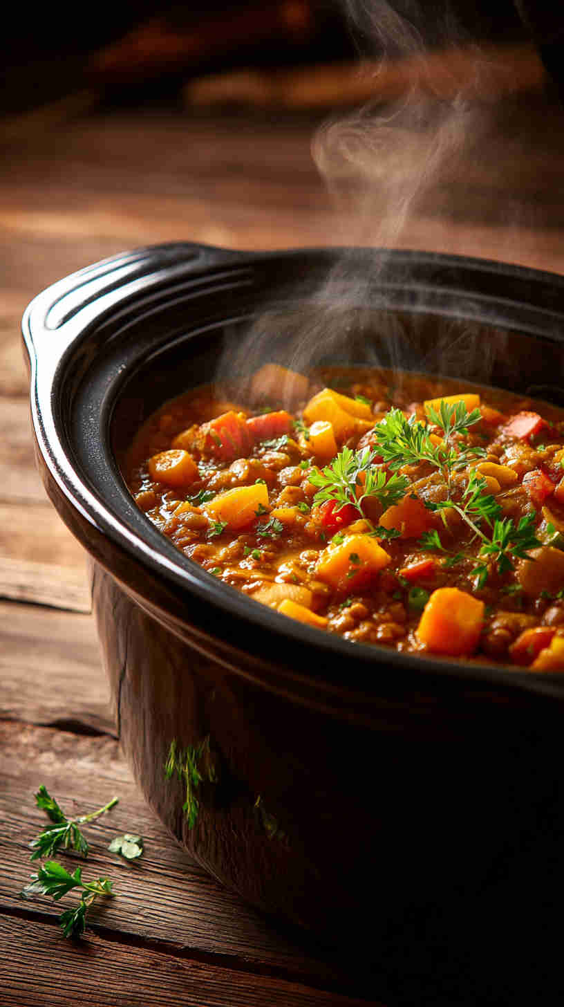 Slow Cooker Curried Vegetable Lentil Stew