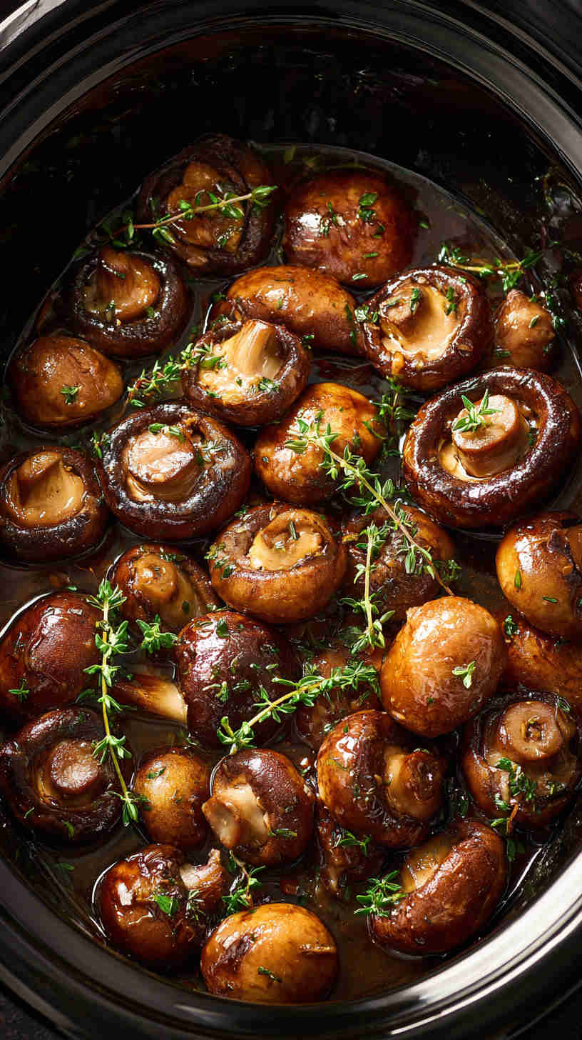 Slow Cooker Honey Garlic Glazed Mushrooms