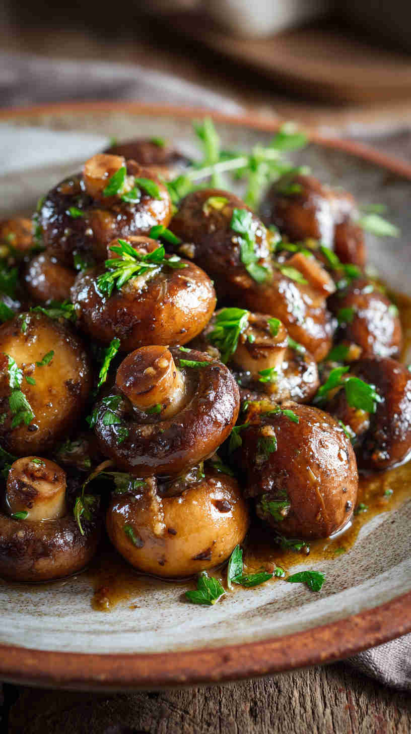 Slow Cooker Honey Garlic Glazed Mushrooms