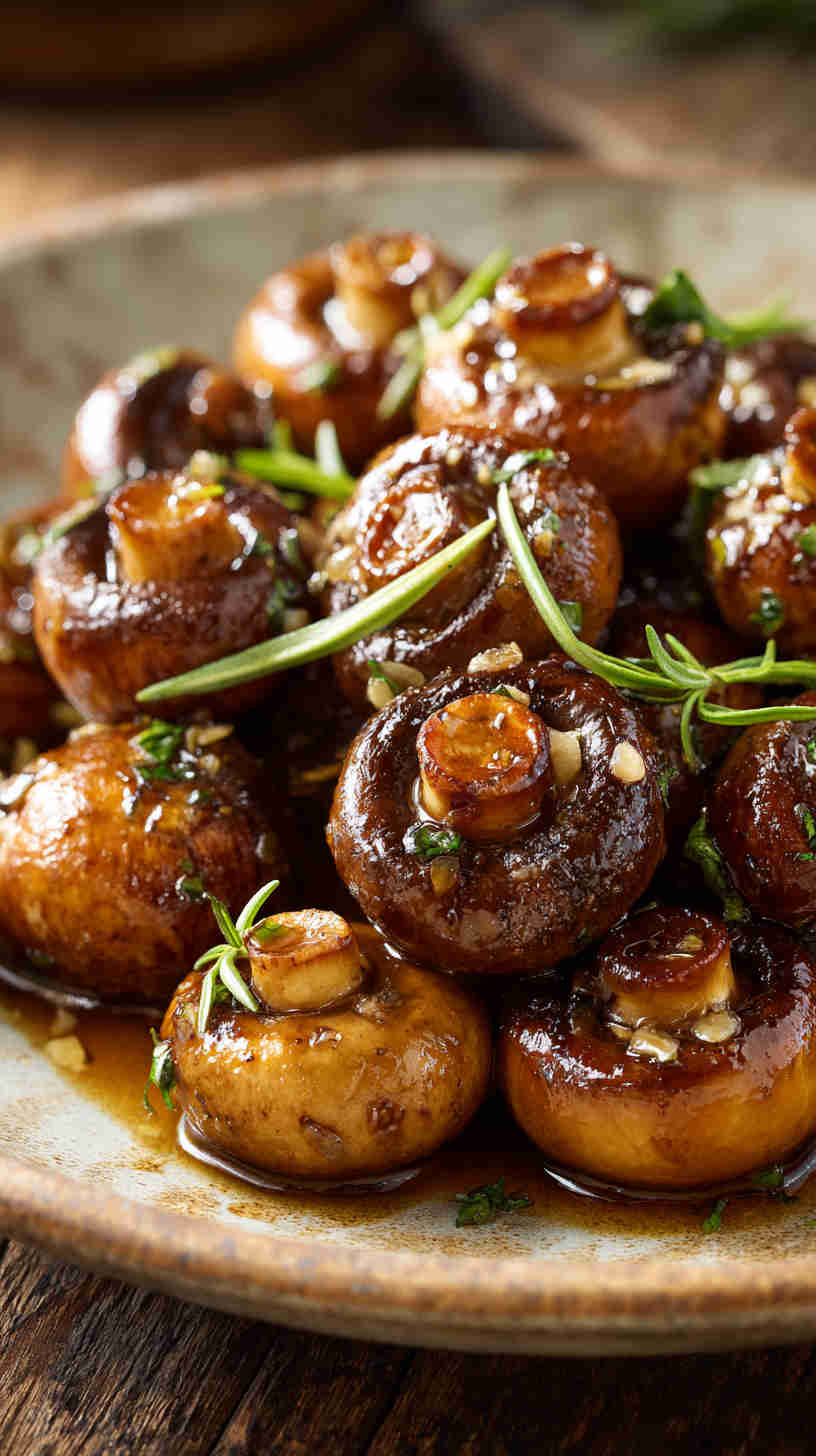 Slow Cooker Honey Garlic Glazed Mushrooms
