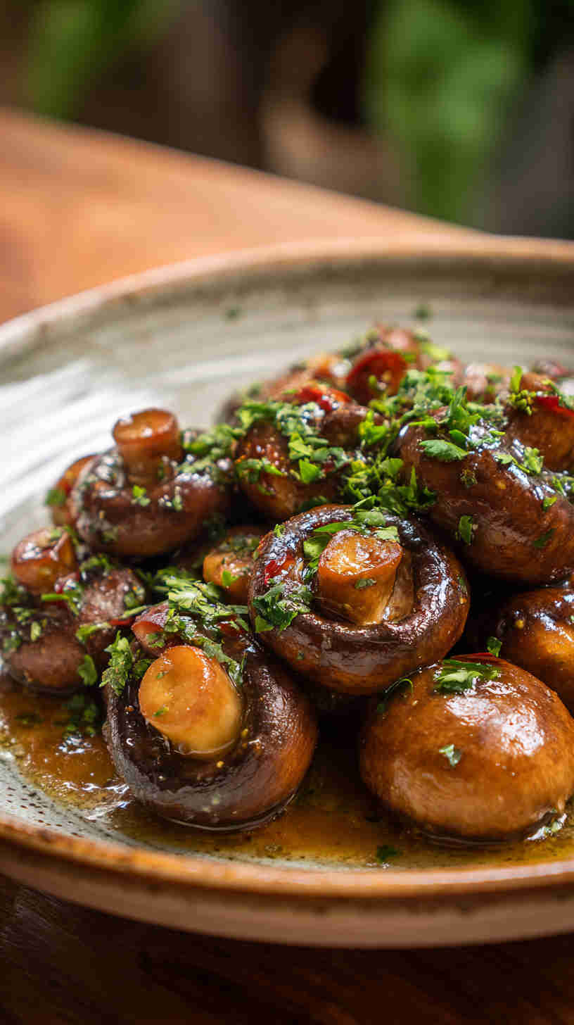 Slow Cooker Honey Garlic Glazed Mushrooms