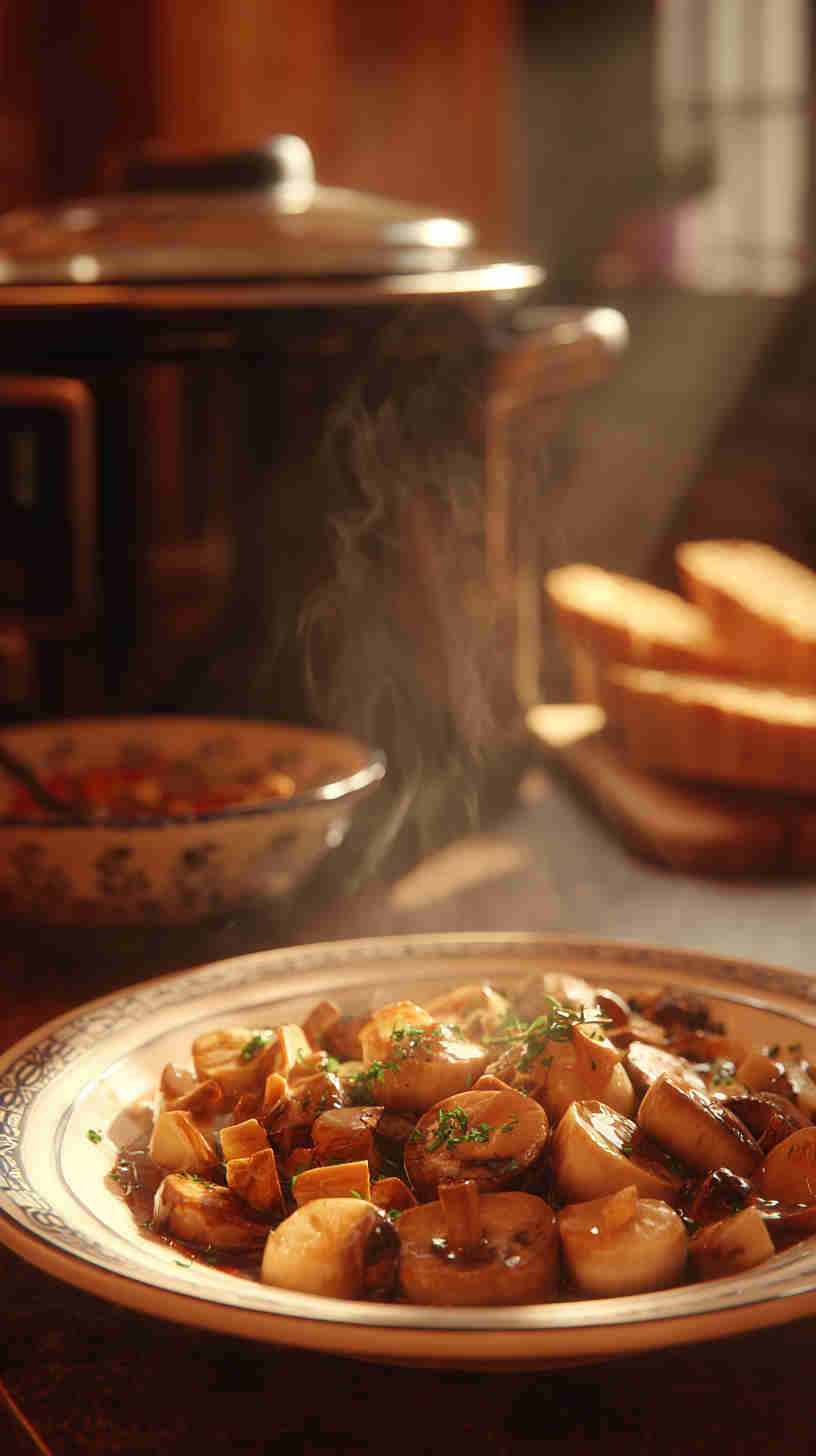 Slow Cooker Honey Garlic Glazed Mushrooms