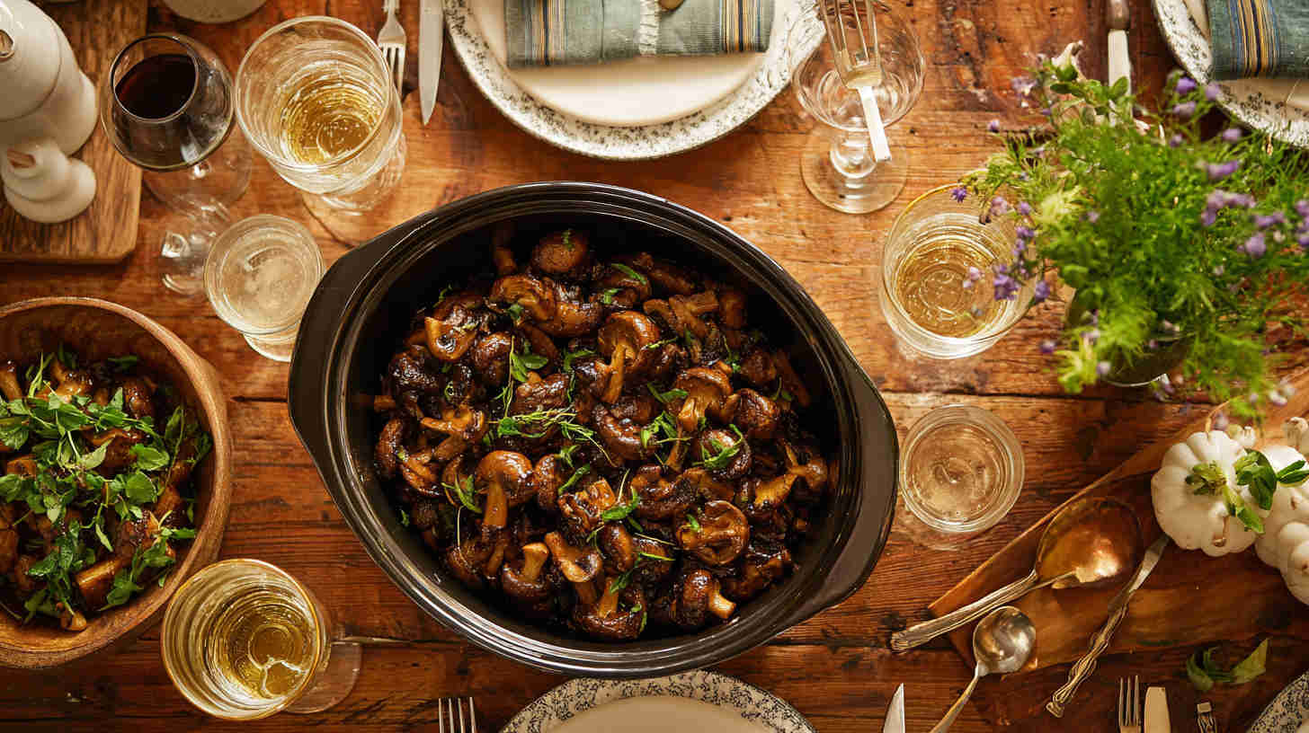 Slow Cooker Honey Garlic Glazed Mushrooms