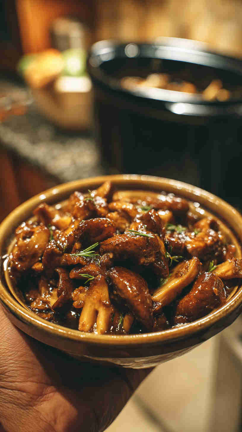 Slow Cooker Honey Garlic Glazed Mushrooms