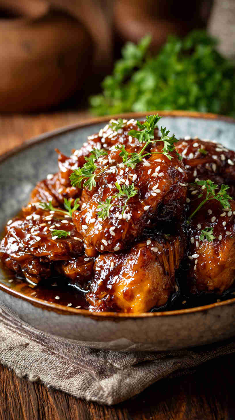 Slow Cooker Honey Garlic Pulled Chicken
