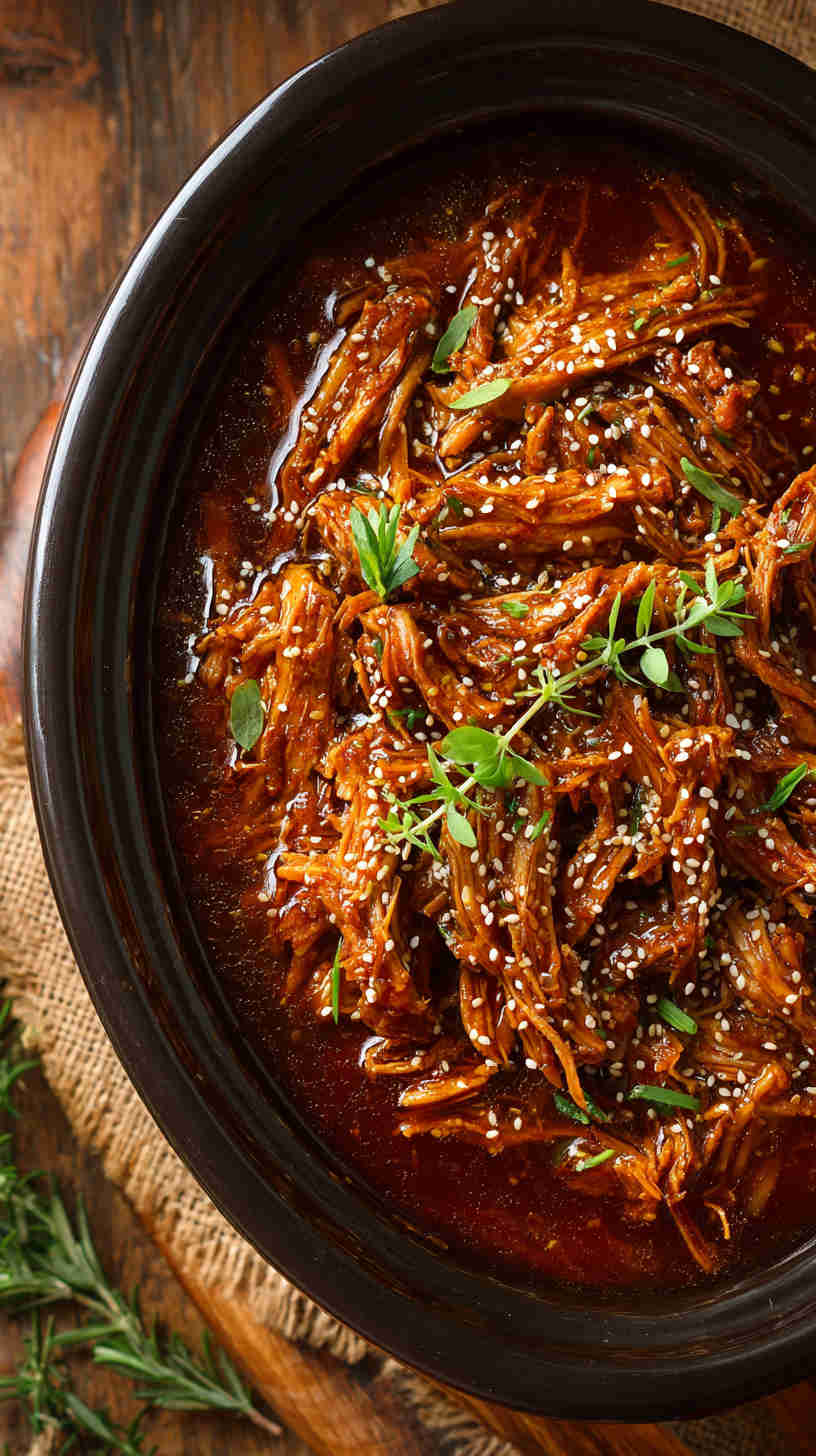 Slow Cooker Honey Garlic Pulled Chicken