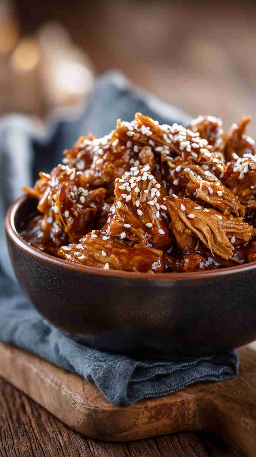 Slow Cooker Honey Garlic Pulled Chicken