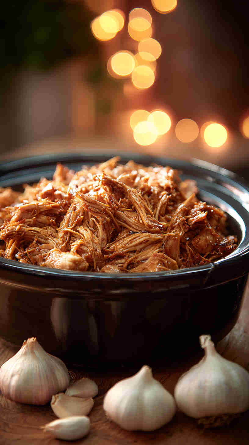 Slow Cooker Honey Garlic Pulled Chicken