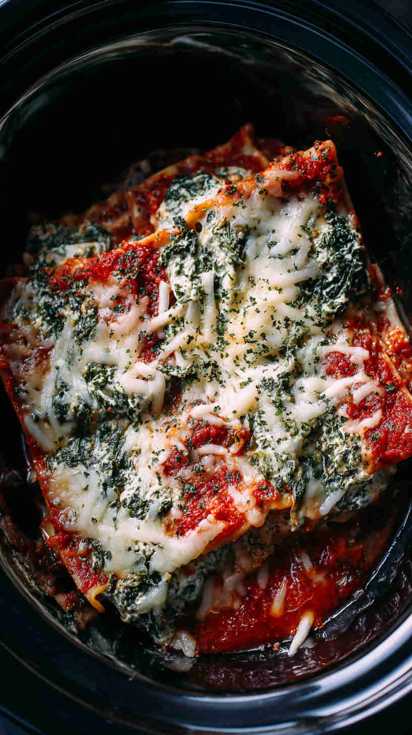 Slow Cooker Lasagna with Ricotta and Spinach