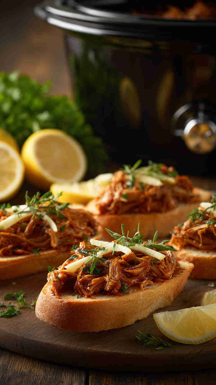 Slow Cooker Lemon Herb Pulled Chicken